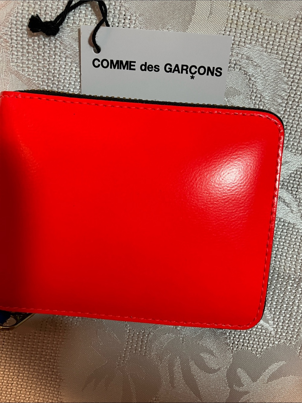 Comme des Garcons Bright Red Leather Zip Card Holder